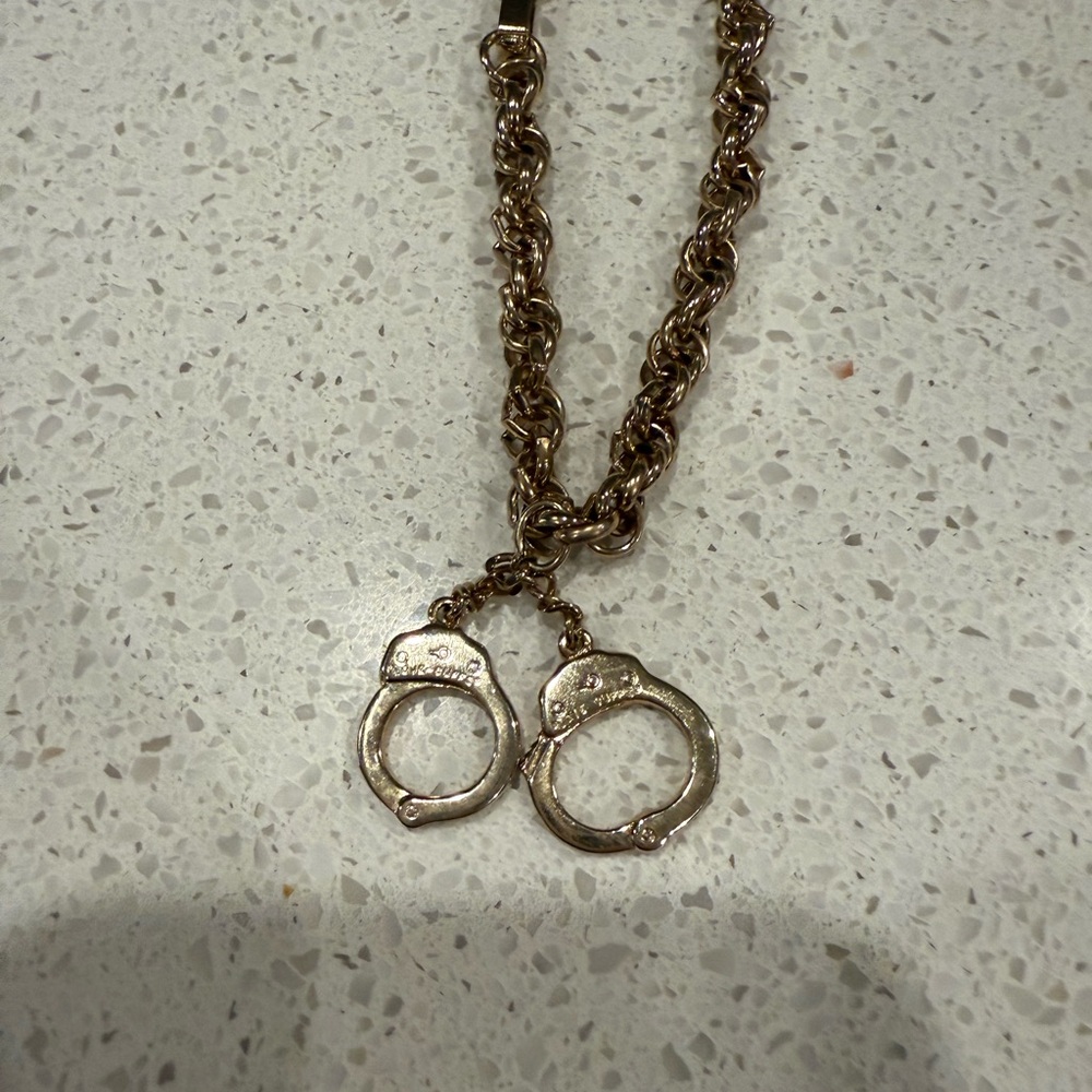 Gold Handcuff Charm bracelet vintage